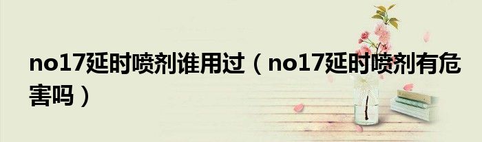 no17延时喷剂谁用过（no17延时喷剂有危害吗）