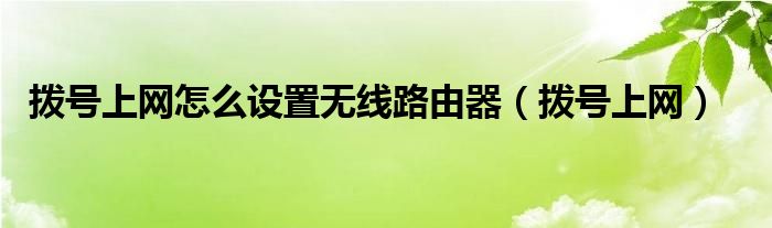 拨号上网怎么设置无线路由器（拨号上网）