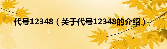 代号12348（关于代号12348的介绍）