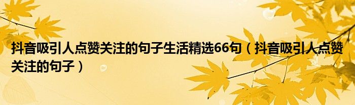 抖音吸引人点赞关注的句子生活精选66句（抖音吸引人点赞关注的句子）