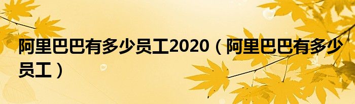 阿里巴巴有多少员工2020（阿里巴巴有多少员工）