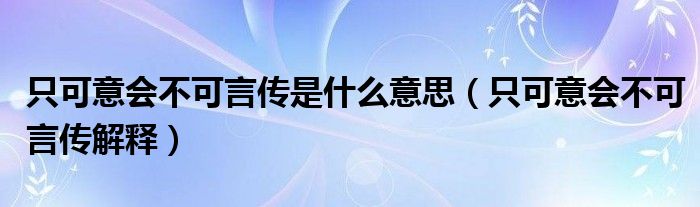 只可意会不可言传是什么意思（只可意会不可言传解释）