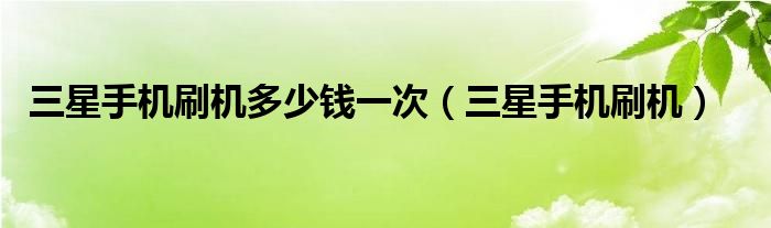 三星手机刷机多少钱一次（三星手机刷机）