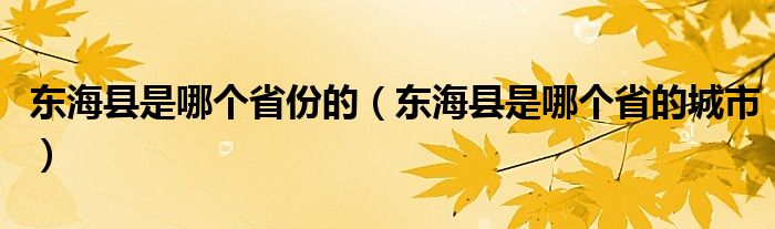 东海县是哪个省份的（东海县是哪个省的城市）