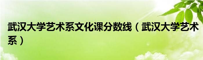 武汉大学艺术系文化课分数线（武汉大学艺术系）