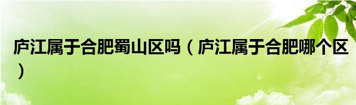 庐江属于合肥蜀山区吗（庐江属于合肥哪个区）