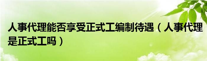 人事代理能否享受正式工编制待遇（人事代理是正式工吗）