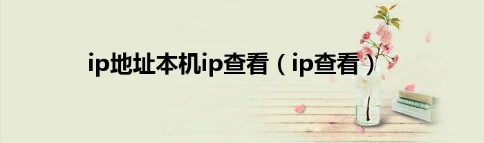 ip地址本机ip查看（ip查看）