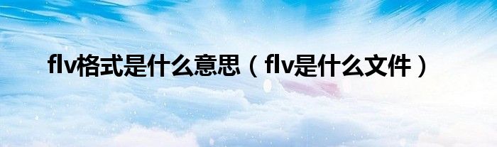 flv格式是什么意思（flv是什么文件）