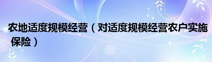 农地适度规模经营（对适度规模经营农户实施 保险）