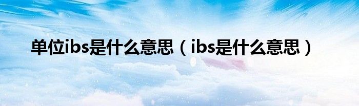 单位ibs是什么意思（ibs是什么意思）