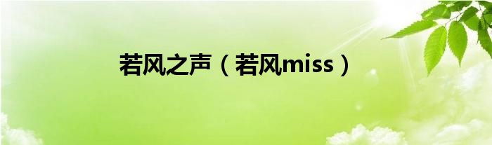 若风之声（若风miss）