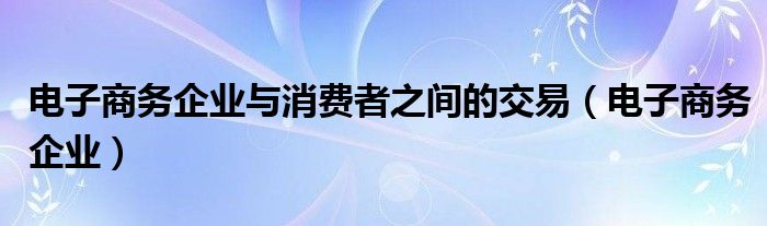 电子商务企业与消费者之间的交易（电子商务企业）