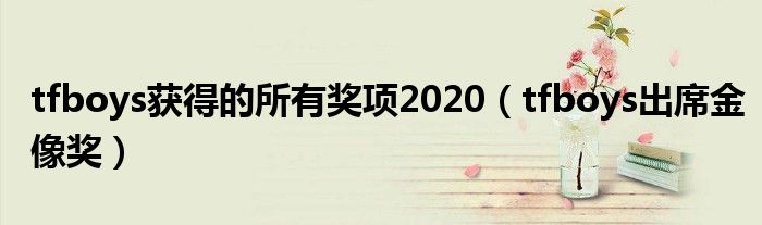 tfboys获得的所有奖项2020（tfboys出席金像奖）