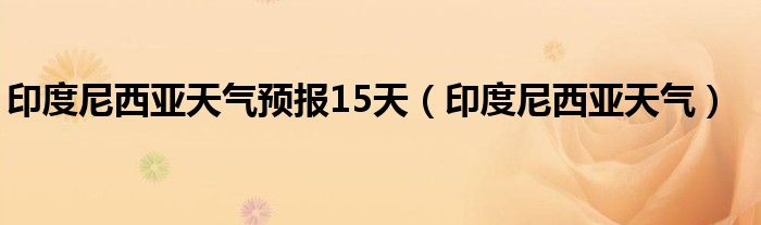 印度尼西亚天气预报15天（印度尼西亚天气）