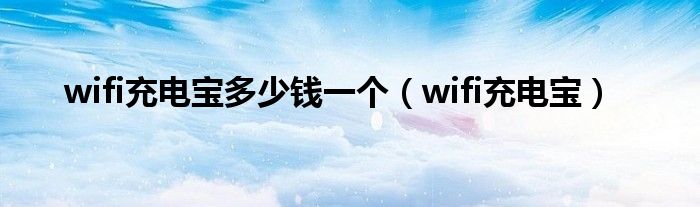 wifi充电宝多少钱一个（wifi充电宝）