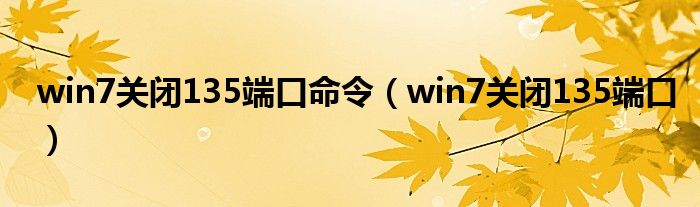 win7关闭135端口命令（win7关闭135端口）