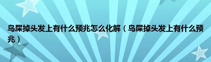 鸟屎掉头发上有什么预兆怎么化解（鸟屎掉头发上有什么预兆）