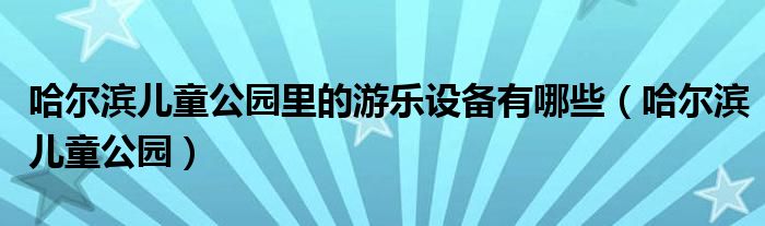 哈尔滨儿童公园里的游乐设备有哪些（哈尔滨儿童公园）