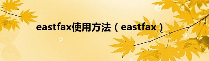 eastfax使用方法（eastfax）