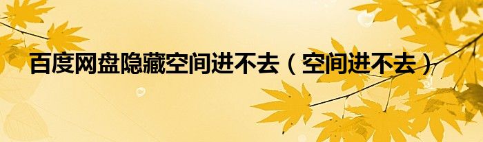 百度网盘隐藏空间进不去（空间进不去）