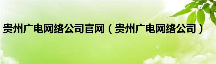 贵州广电网络公司官网（贵州广电网络公司）