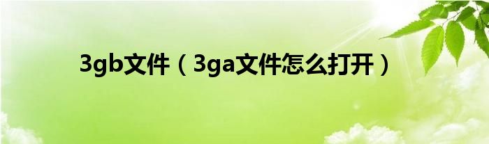 3gb文件（3ga文件怎么打开）