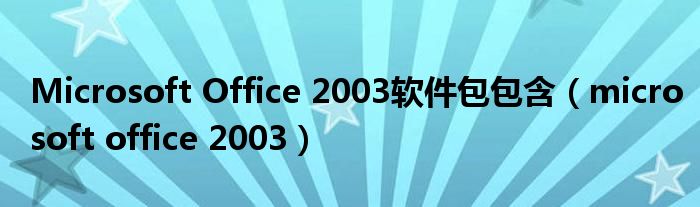 Microsoft Office 2003软件包包含（microsoft office 2003）