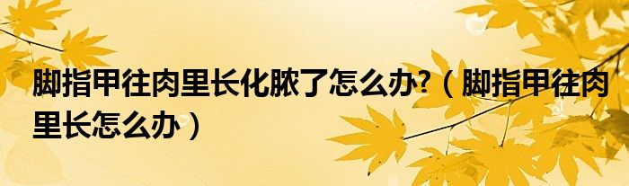 脚指甲往肉里长化脓了怎么办?（脚指甲往肉里长怎么办）