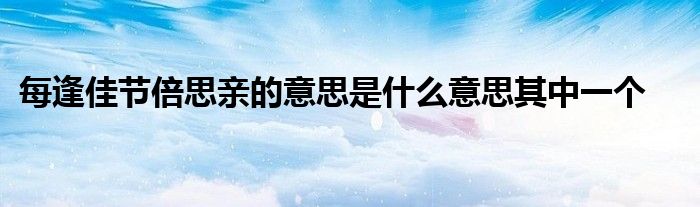 每逢佳节倍思亲的意思是什么意思其中一个