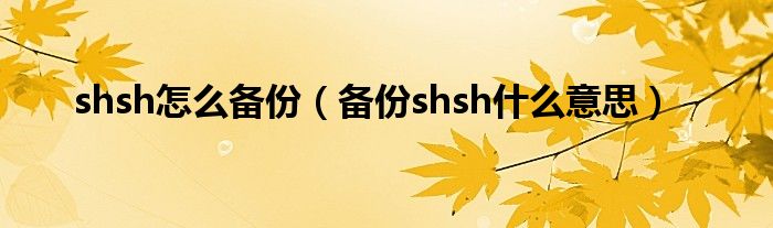 shsh怎么备份（备份shsh什么意思）