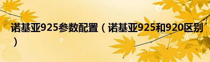 诺基亚925参数配置（诺基亚925和920区别）