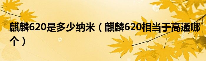 麒麟620是多少纳米（麒麟620相当于高通哪个）