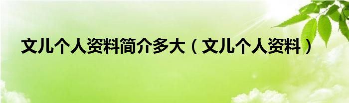 文儿个人资料简介多大（文儿个人资料）