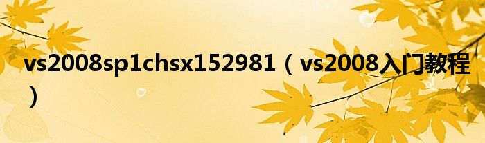 vs2008sp1chsx152981（vs2008入门教程）