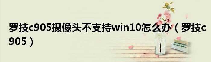 罗技c905摄像头不支持win10怎么办（罗技c905）