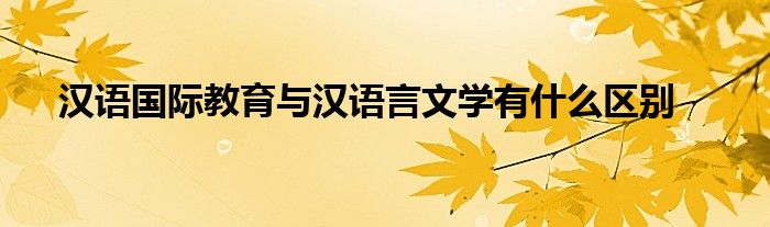 汉语国际教育与汉语言文学有什么区别