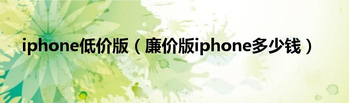 iphone低价版（廉价版iphone多少钱）