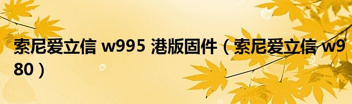 索尼爱立信 w995 港版固件（索尼爱立信 w980）