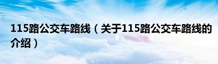 115路公交车路线（关于115路公交车路线的介绍）