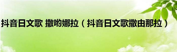 抖音日文歌 撒哟娜拉（抖音日文歌撒由那拉）