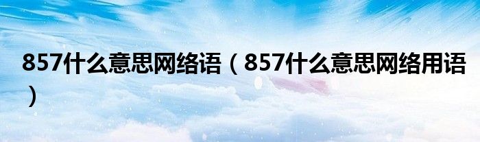 857什么意思网络语（857什么意思网络用语）