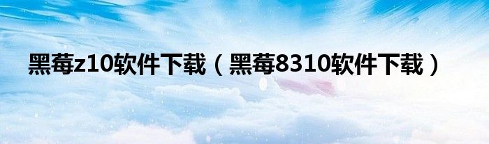 黑莓z10软件下载（黑莓8310软件下载）