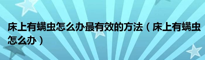 床上有螨虫怎么办最有效的方法（床上有螨虫怎么办）