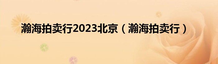 瀚海拍卖行2023北京（瀚海拍卖行）