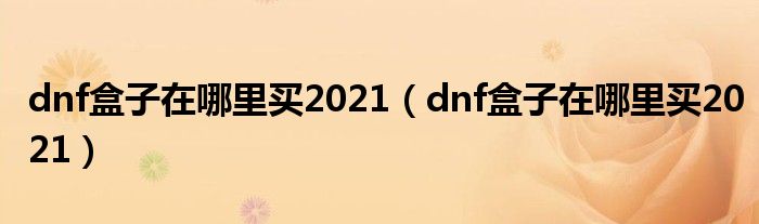 dnf盒子在哪里买2021（dnf盒子在哪里买2021）