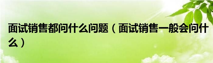 面试销售都问什么问题（面试销售一般会问什么）