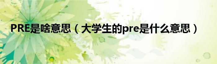 PRE是啥意思（大学生的pre是什么意思）