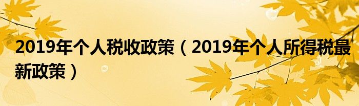 2019年个人税收政策（2019年个人所得税最新政策）