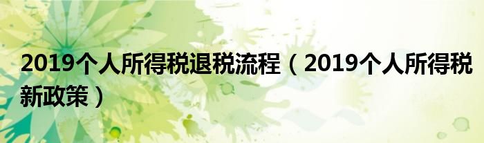 2019个人所得税退税流程（2019个人所得税新政策）